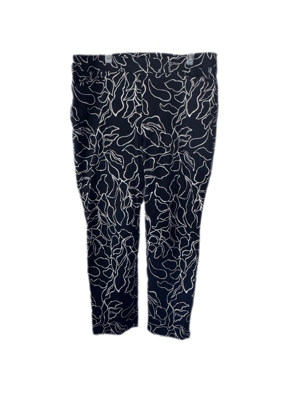Chico's Black Pants with White Abstract Floral Lines